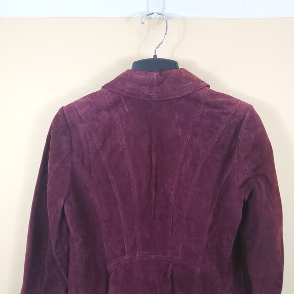 Isaac Mizrahi Live!  Burgundy Suede Moto Jacket 4 - Picture 6 of 12
